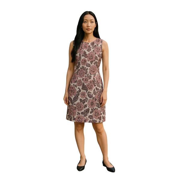 Preston & York Women's Whimsical Metallic Floral Sheath Mini Dress Size 12 Pink - Picture 1 of 10